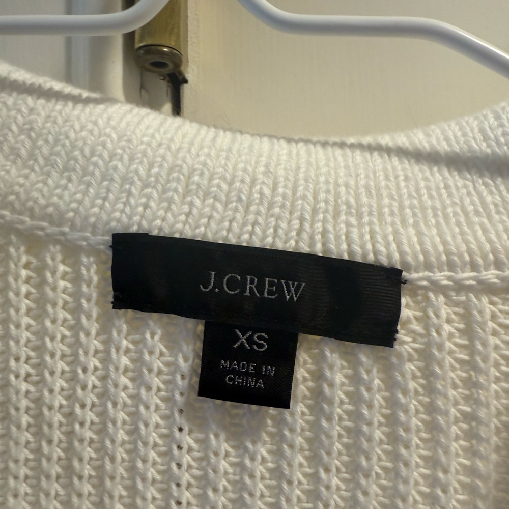J. Crew Women's White Knit V-Neck Sweater - Picture 2 of 6